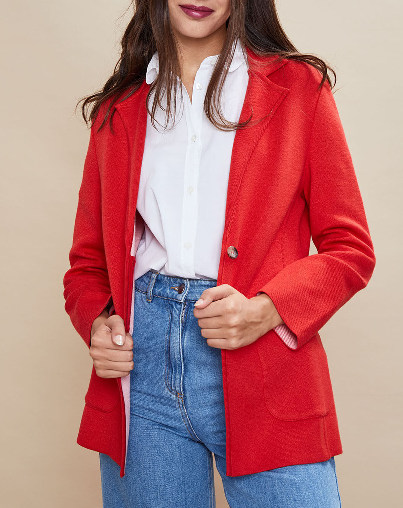 Devernois Veste blazer en Laine mélangée Voilier rouge