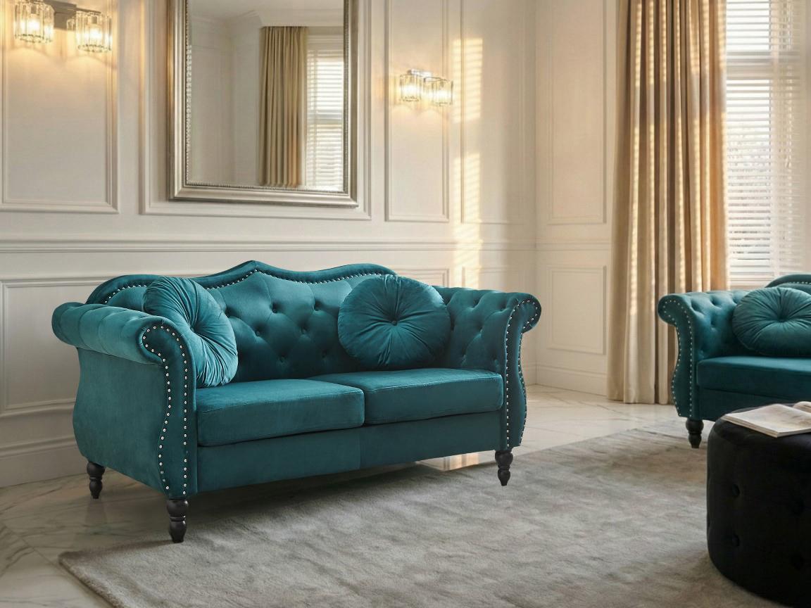 Bank 2-zits SKIEN Fluweel Groenblauw