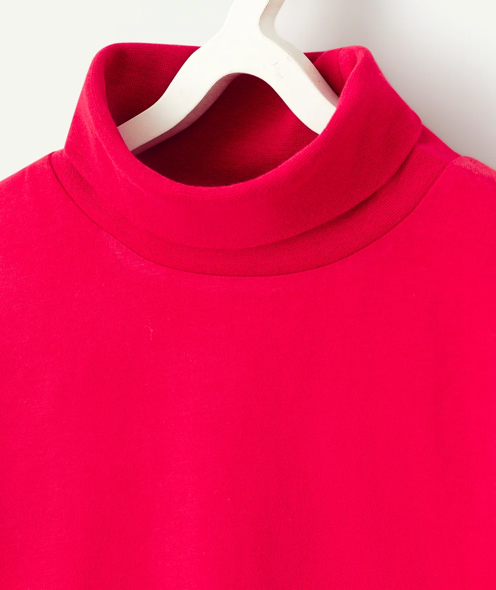 SOUS-PULL GARÇON EN COTON ROUGE COL ROULÉ