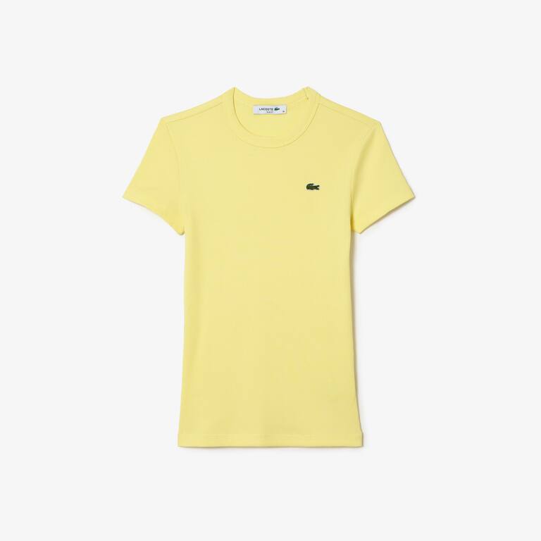 T-shirt femme Lacoste slim fit en coton biologique T-Shirts - Jaune - Lacoste - Femme
