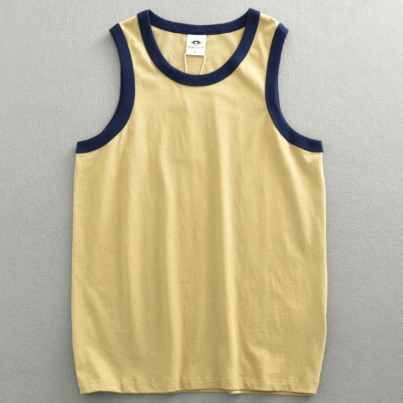 Gratis winkelen - Tanktop met ronde hals en contrasterende bies