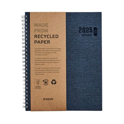 Agenda à spirale Ecotiming Kazar - 1 semaine sur 2 pages - 17,1 x 22 cm - bleu - Brepols