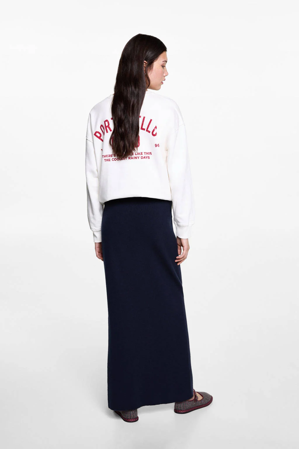 MANGO TEEN maxi rok gebreid marine
