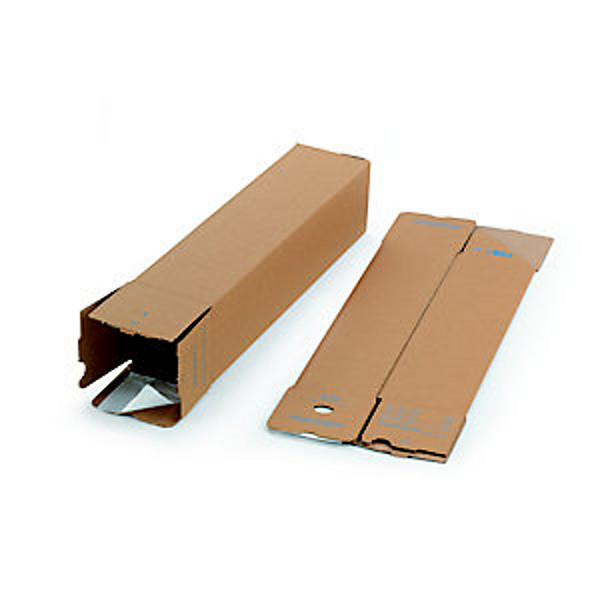 Tube d'expédition carré avec fermeture adhésive en carton simple cannelure brun - Diam. Int.105 x L.430 mm - Lot de 10