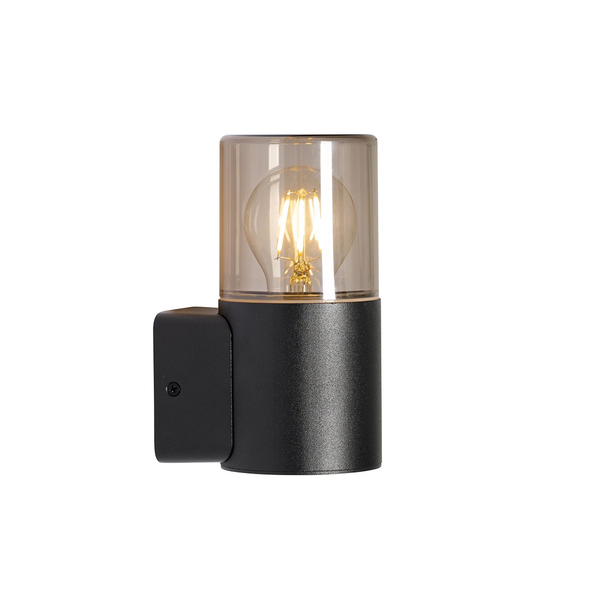 Moderne zwarte buitenwandlamp met gerookte kap IP44 - Odense