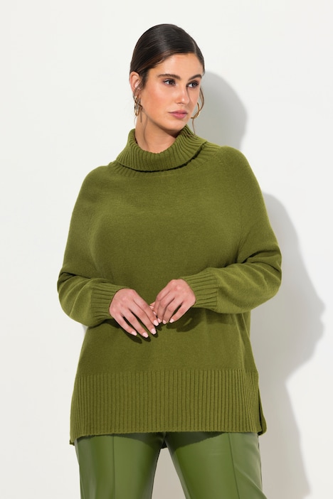 Pullover, Oversized, Rollkragen, Raglan-Langarm