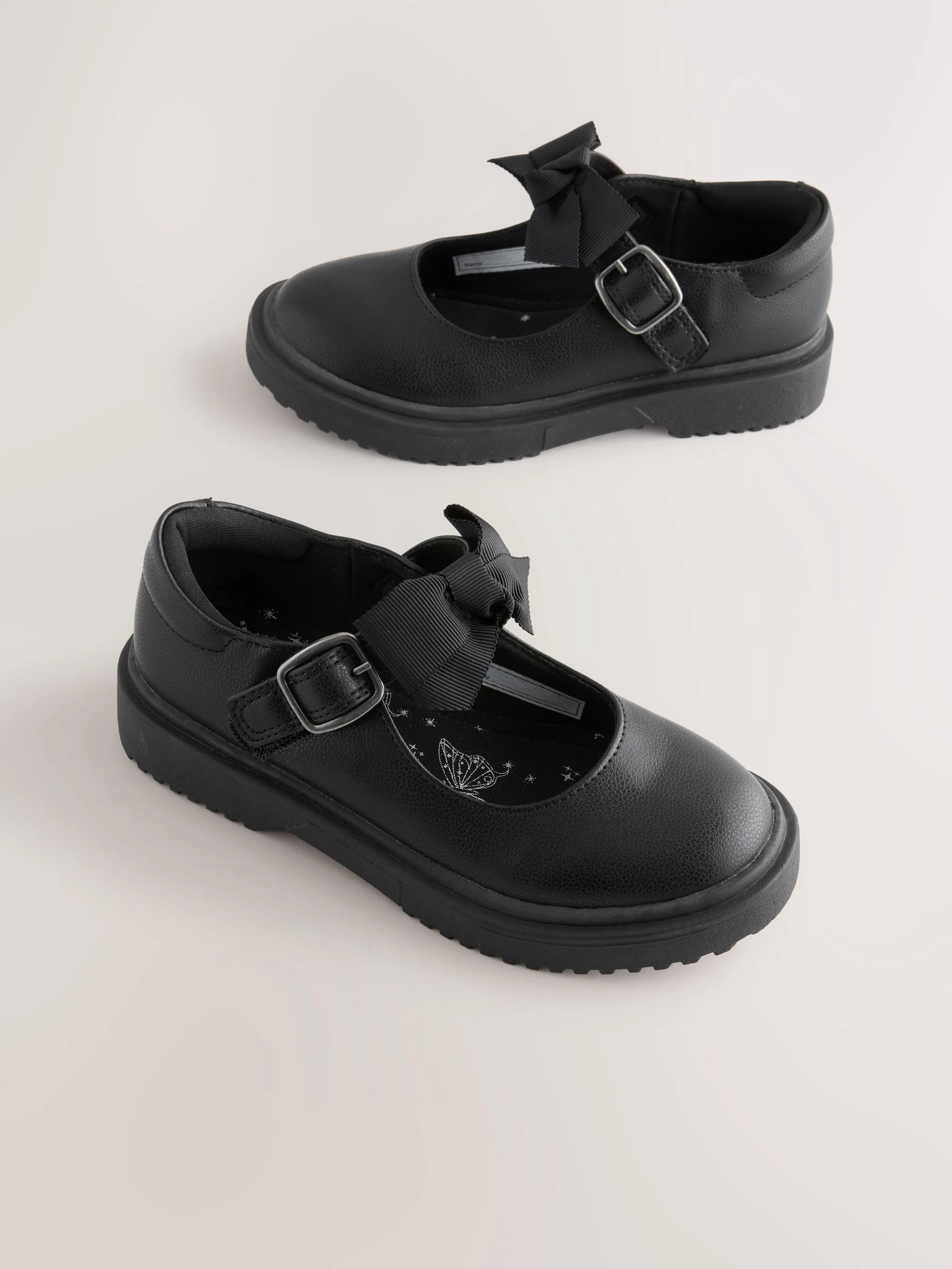 Zwart - Mary Jane-schoolschoenen met strik en dikke zool