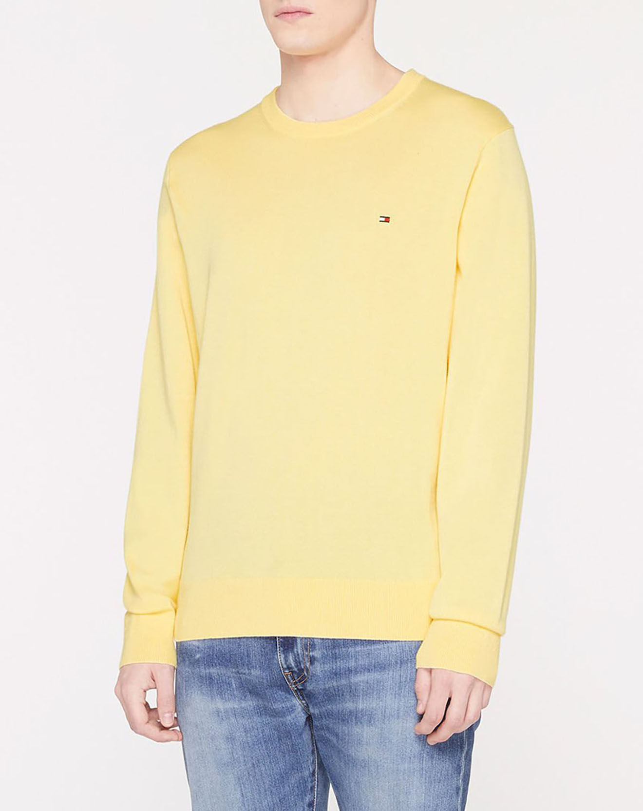Tommy Hilfiger Pull en Coton Bio & Soie jaune