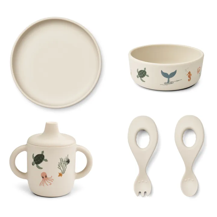 Liewood Set vaisselle en silicone Ryle | Sea creature/Sandy