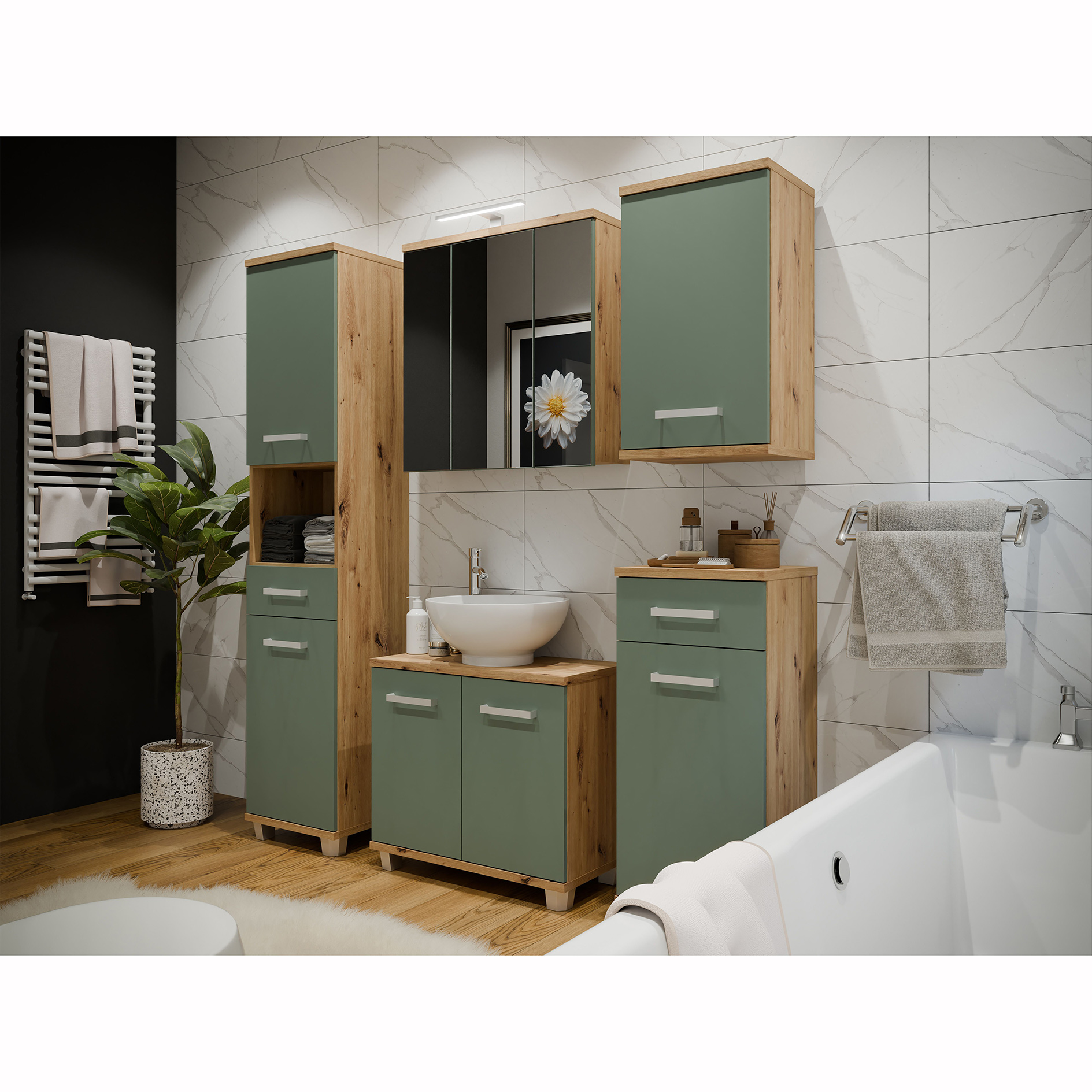 Hochschrank - Artisan Eiche-salbei - 40 cm