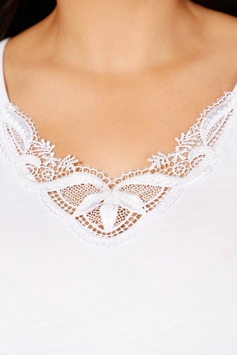 Top, figurfreundlich, V-Ausschnitt, Spitze, Pailletten