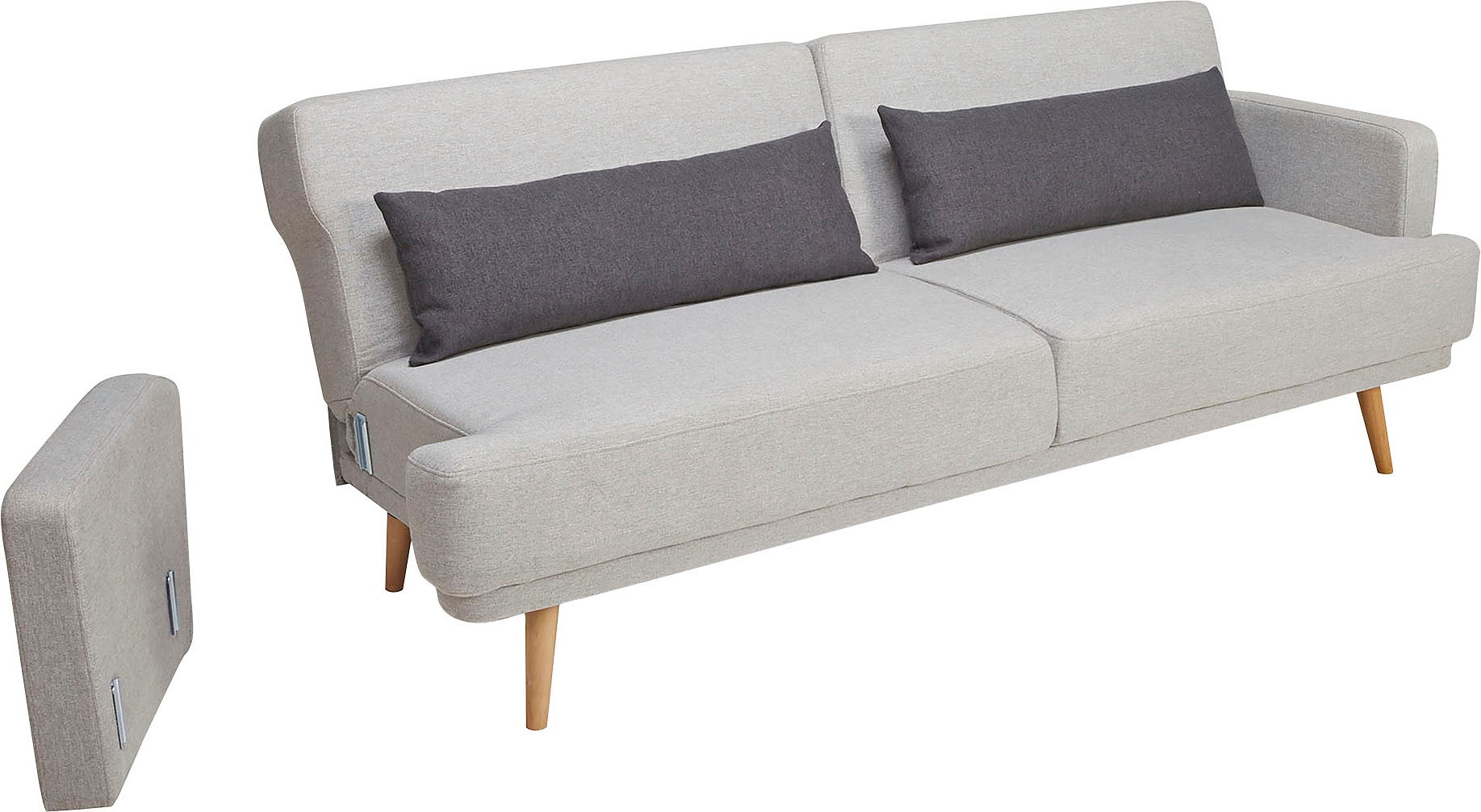SalesFever Schlafsofa »Malmö - Komfortabler 2,5-Sitzer inklusive Zierkissen« mit Schlaffunktion, Breite 214 cm