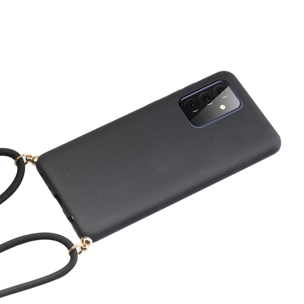 Samsung Galaxy A32 5G Necklace Bio Gummi Case Hülle Eco Friendly Nachhaltig Kompostierbar   Handykette (150cm) - Schwarz
