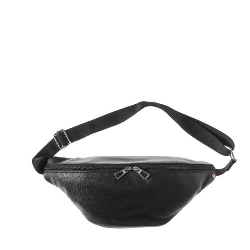 Sac banane Gérard en cuir grainé 36 cm Noir c'est Noir