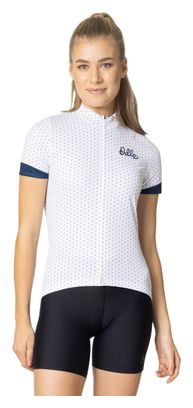 Maillot Manches Courtes Zippé Odlo Essential Femme Blanc / Bleu