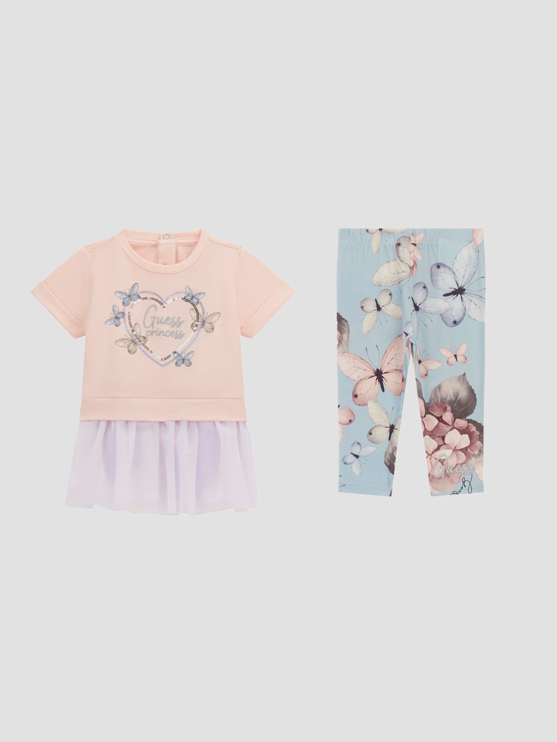 Conjunto de camiseta e legging com estampa de borboleta (0-24 meses)