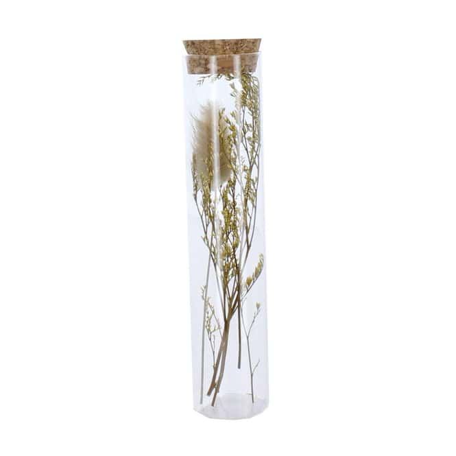 Reagenzglas mit Blumen - aus Glas - ca. 3,5 x 16 cm