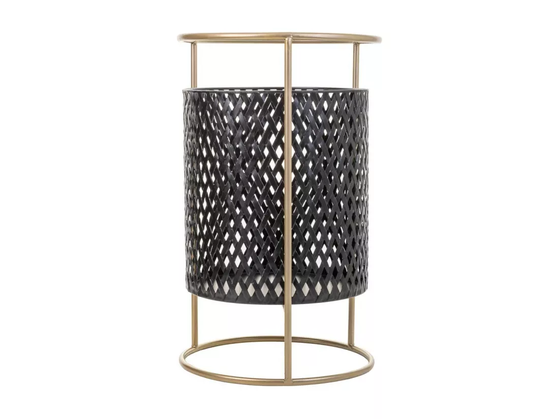 Lot de 3 jardinières en métal avec support en métal noir 31x31x72h-26x26x57h-21x21x42h cm