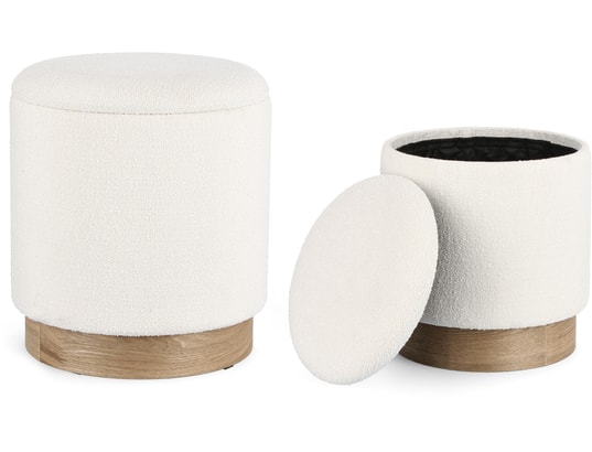 CONCEPT1 - Pouf Lot de 2P. Zoya blanc D30 + D37