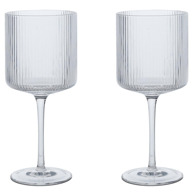 Ferm Living Ripple red wijnglas set van 2 Clear