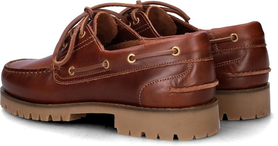 Nelson leren bootschoenen met profielzool cognac