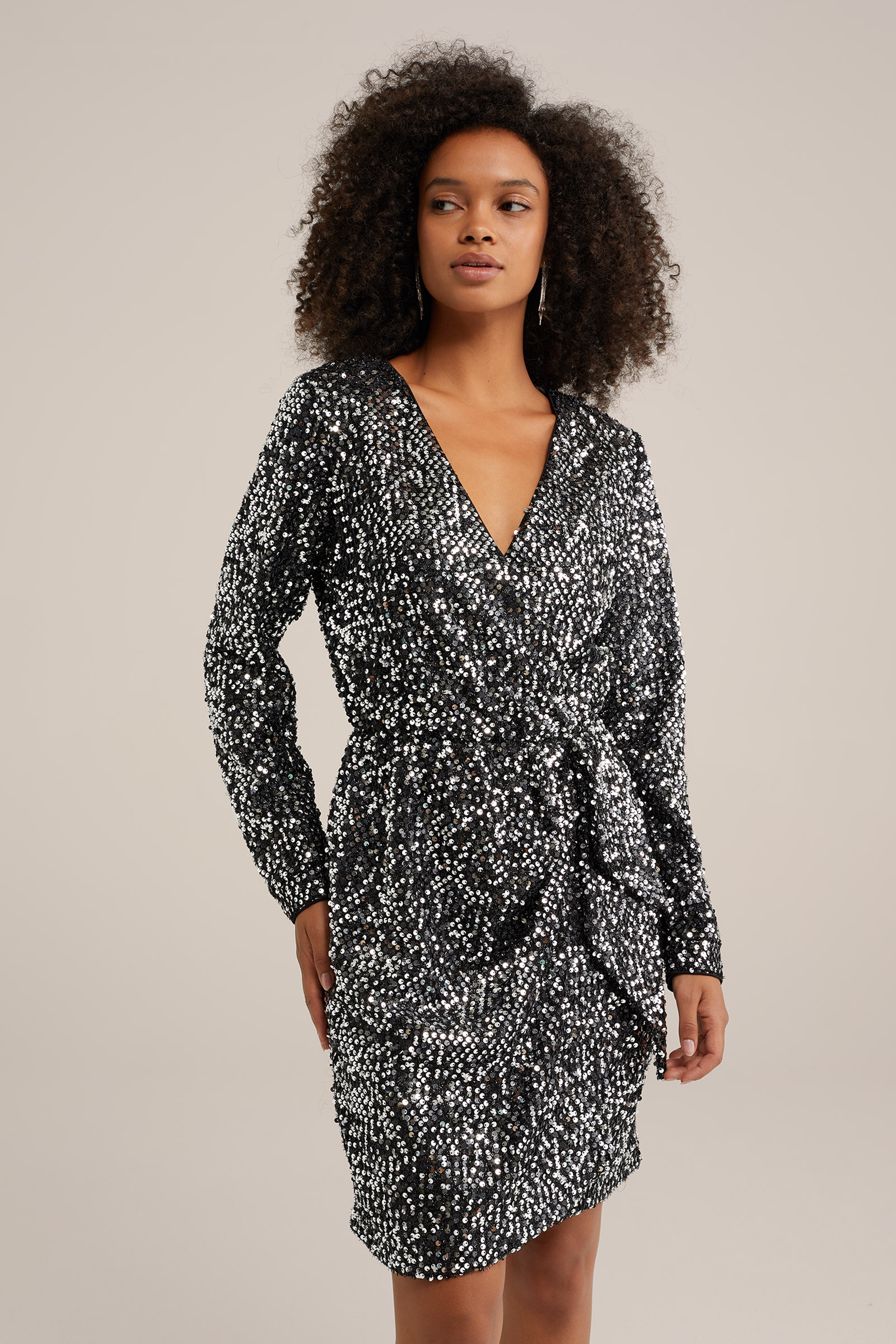 pailletten jurk WE Fashion Zilver