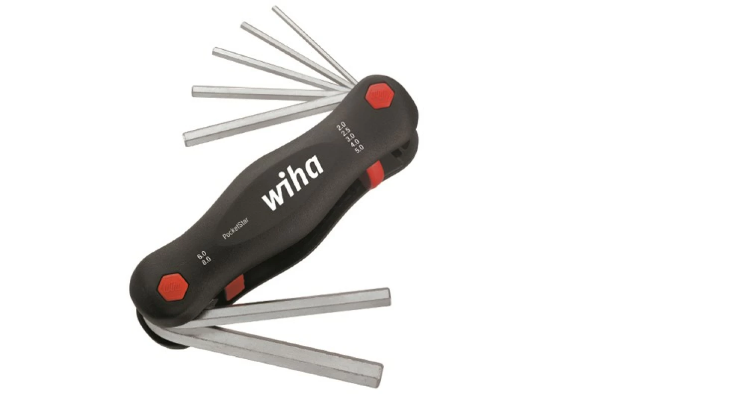 Wiha 351 PG7 7-delige Mini PocketStar Inbussleutelset - uitklapbaar model - 2-8mm