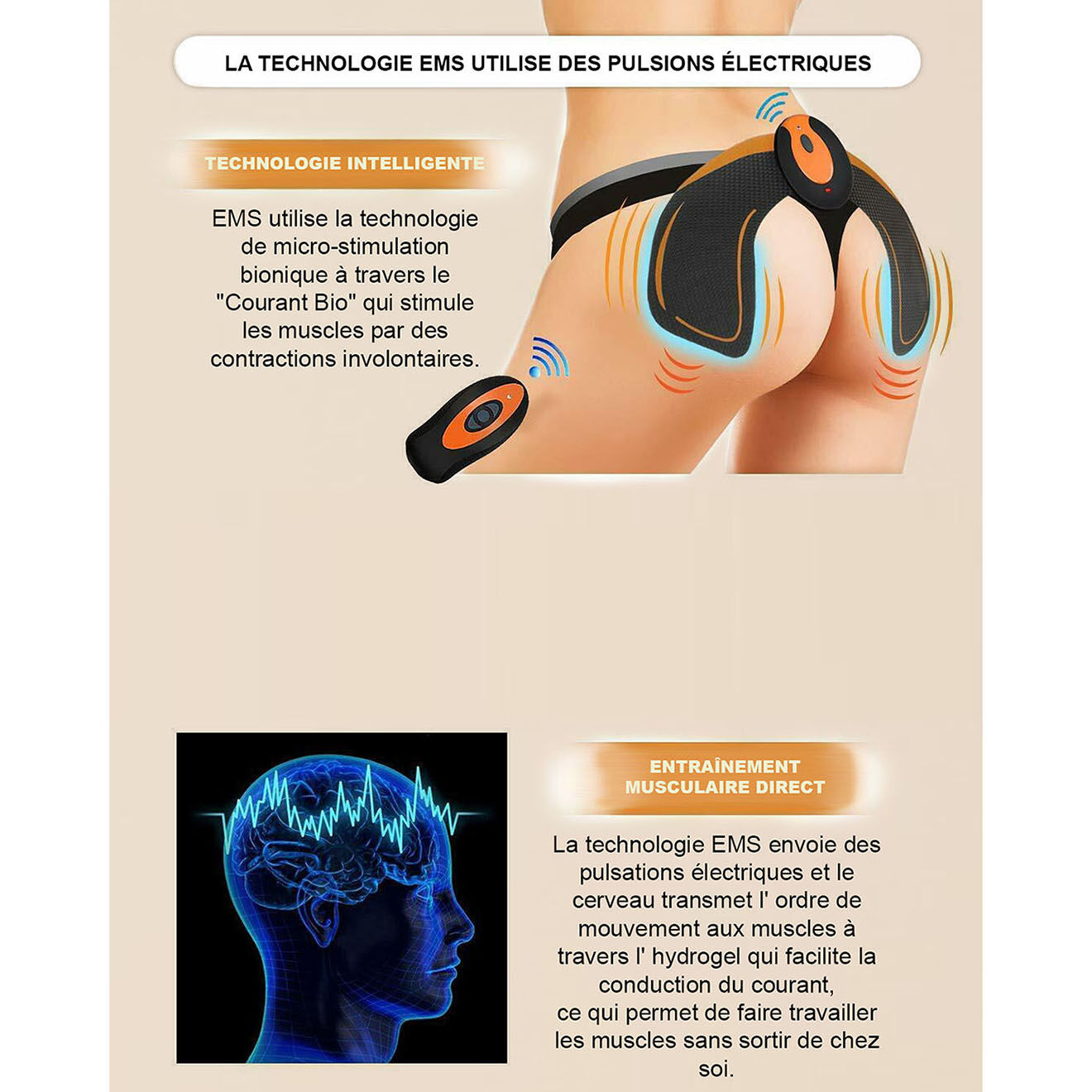 Onamaste Electro stimulateur musculaire noir
