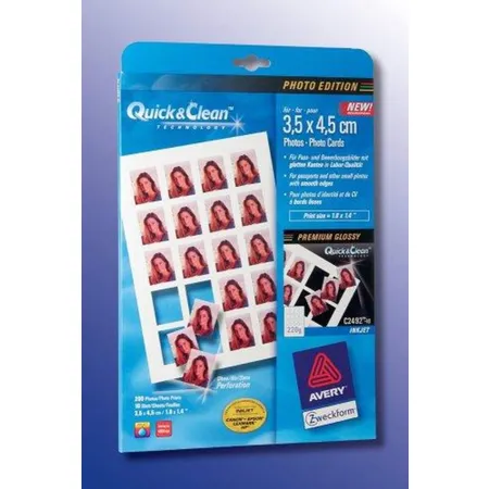 Avery Zweckform Fotopapier, 10 Blatt, für Pass-und Bewerbungsphotos, Quick & Clean
