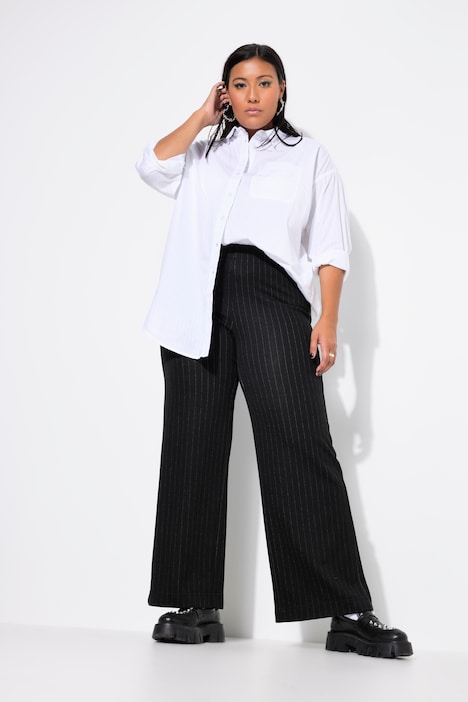 Hose, wide Legs, High Waist, Jersey, Streifen