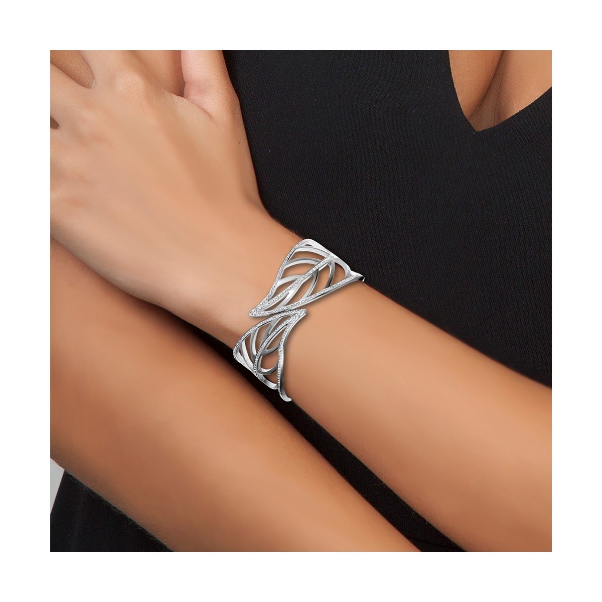 Bracelet feuille SC Crystal orné de cristaux scintillants