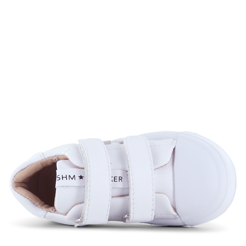 Shoesme witte sneaker met grijze stripings Microleer | Uni schoenen