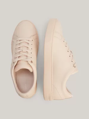 Tênis casuais de couro com monograma e sola cupsole