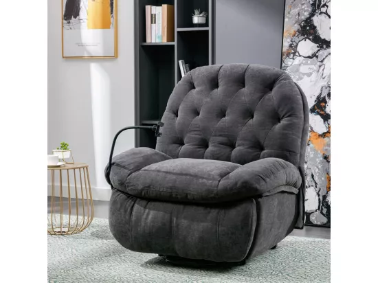 Fauteuil de massage releveur en tissu gris, avec télécommande, chauffant, manuellement repose-pied, 4 zones/5 modes/3 Minuteur