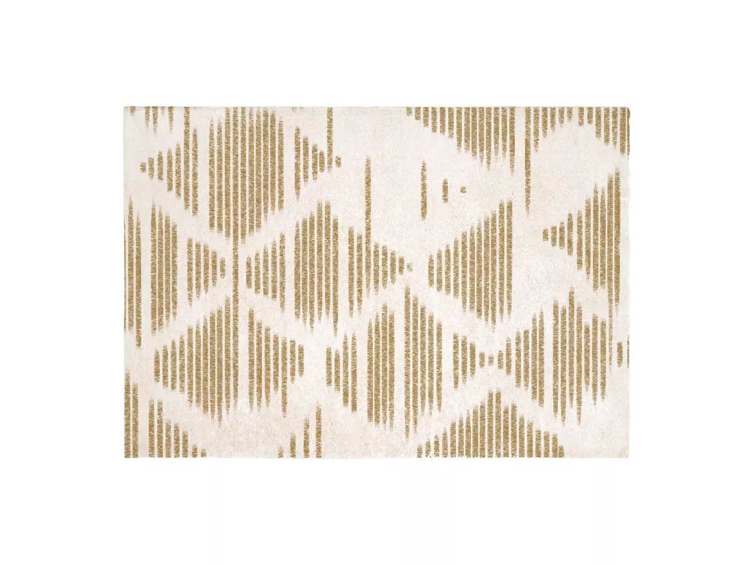 Tapis shaggy géométrique - 160 x 230 cm - Beige et marron - TANTIA