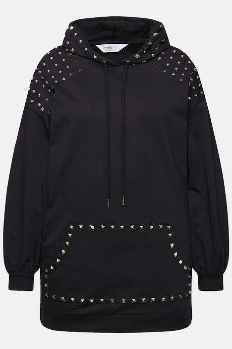 Hoodie, oversized, Kapuze, Ziernieten, Ballon-Ärmel