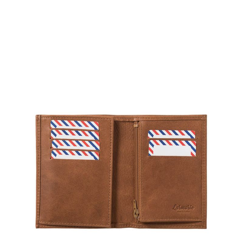 Petit portefeuille Victor en cuir Vintage Terre Brunie
