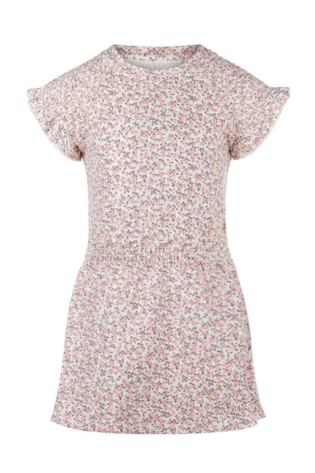 Koko Noko jurk met all over print en ruches zachtroze
