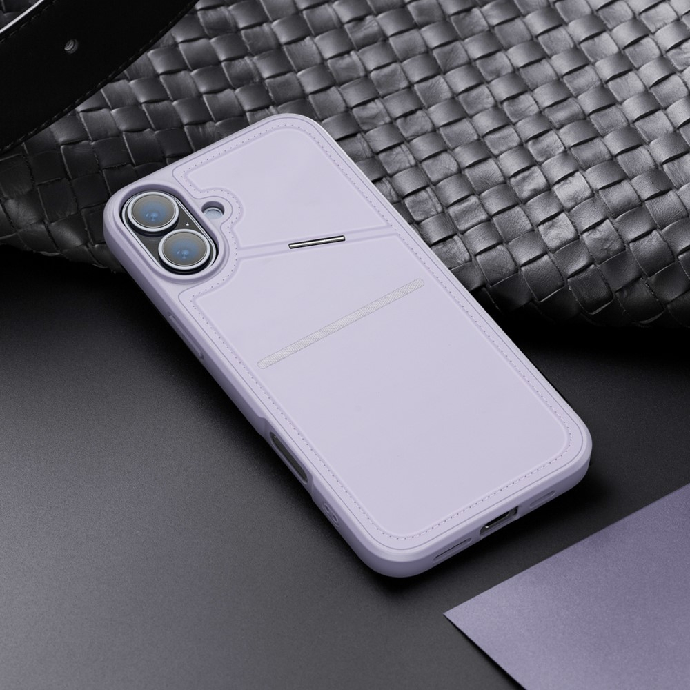 iPhone 16 Plus MagSafe Hybrid Leder Hülle mit Kartenfach   Kickstand Aufsteller (RFID Schutz) - Lila