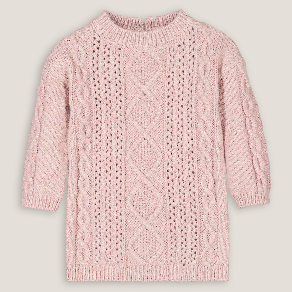 LA REDOUTE COLLECTIONS<br>Vestido de malha reto com mangas compridas, tricô trançado