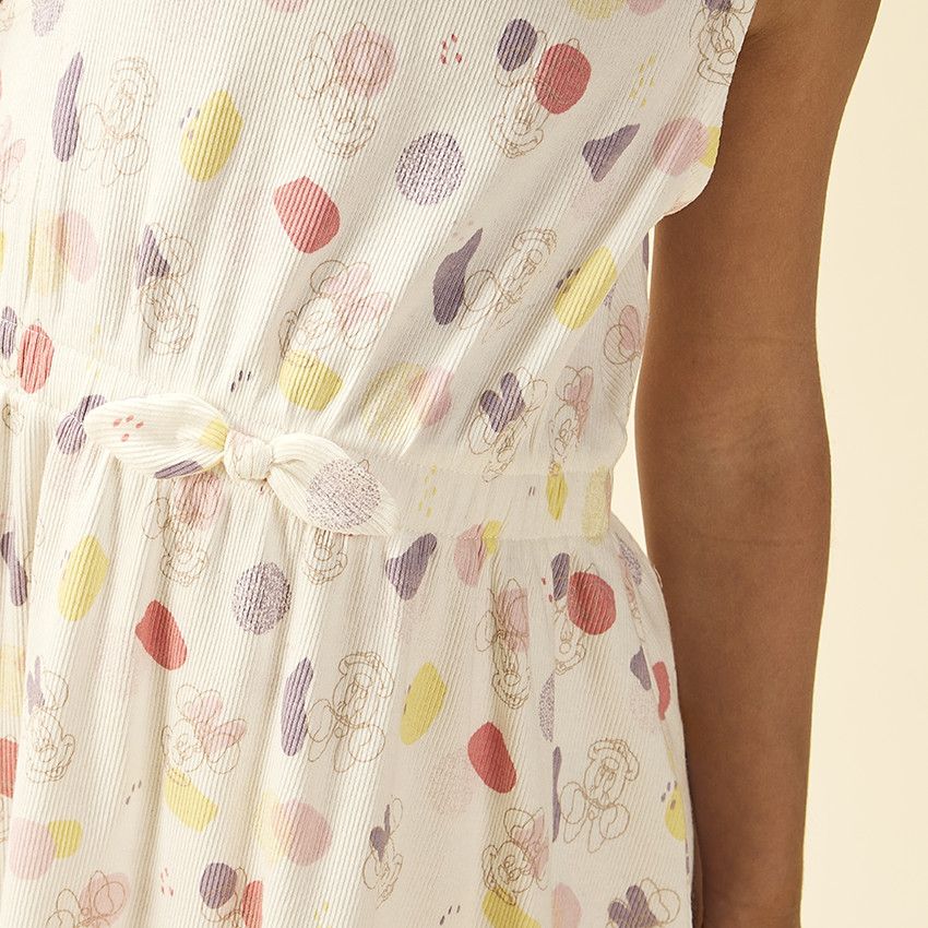 Robe sans manches imprimé Minnie Disney pour fille - Ecru