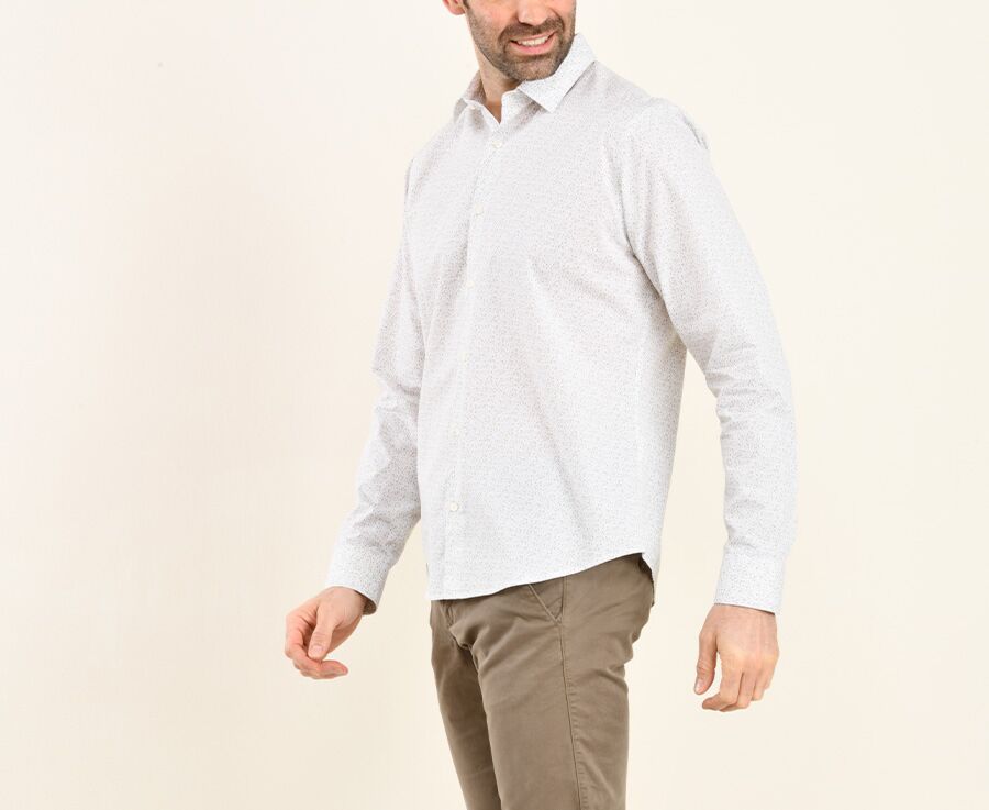 Chemise coton imprimée blanche tâchetée taupe - SIDOINE