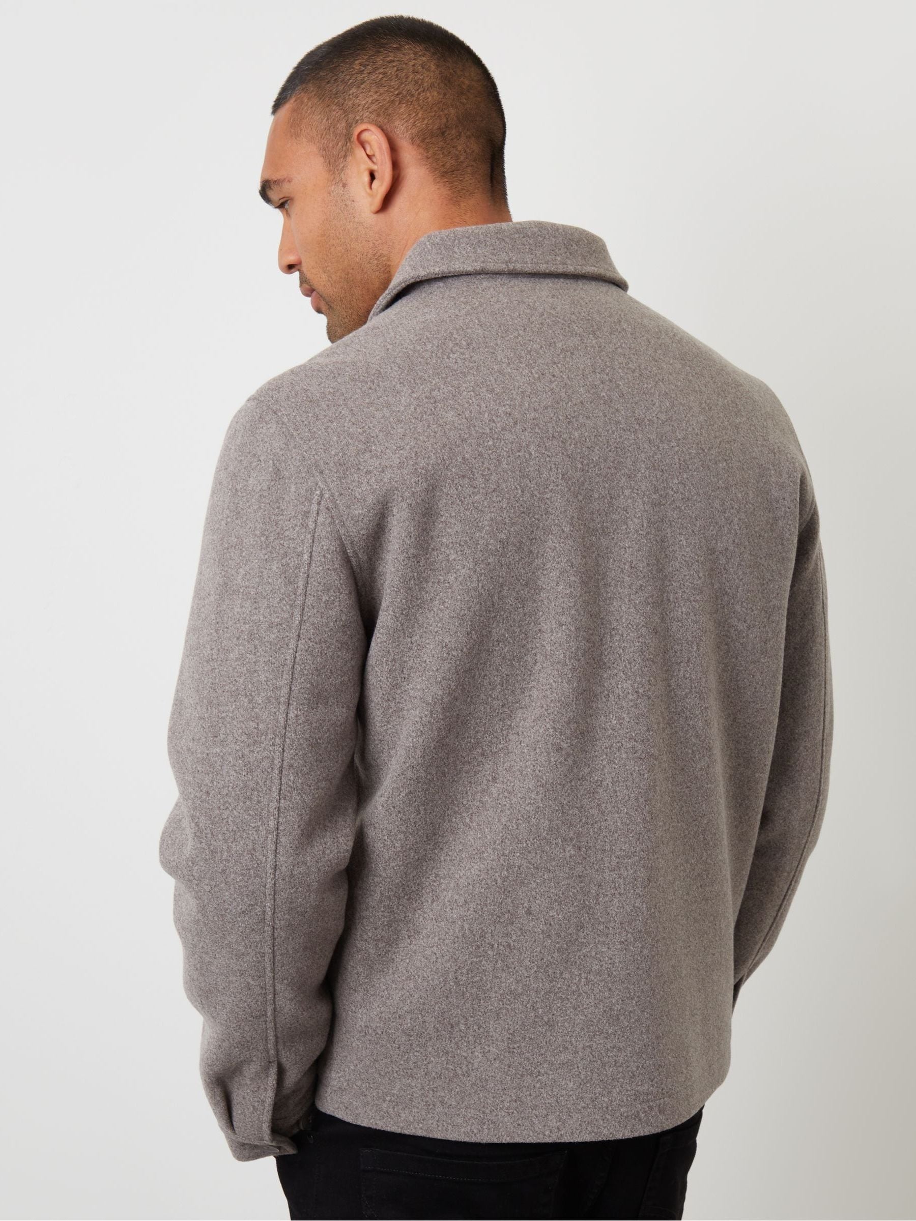 Grijs - Threadbare - Gewatteerd shacket met knopen van imitatie wol