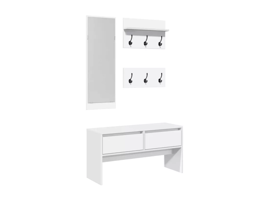 Ensemble de meubles de couloir 4 pcs blanc bois d'ingénierie
