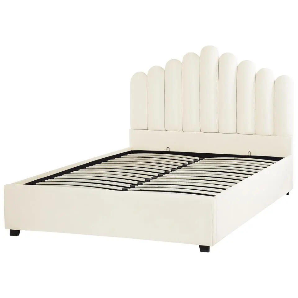 VINCENNES - Bed met opbergruimte - Wit - 140 x 200 cm - Fluweel