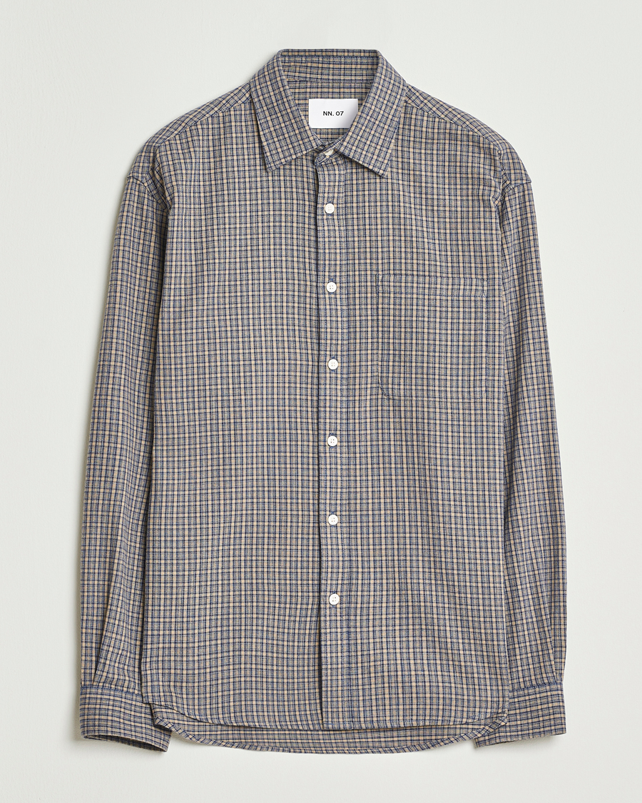 NN07 Deon Flannel Checked Shirt Indigo