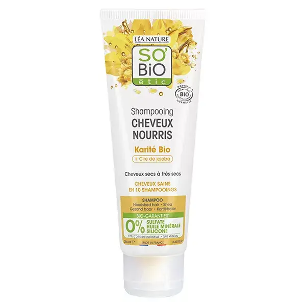 Shampoo Nutritivo So'Bio Étic com Manteiga de Karité e Cera de Jojoba Orgânica 250ml