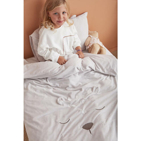 Housse couette 100 cm X 140 cm veloudoux gris Babou & Kendi - NOUKIE 'S