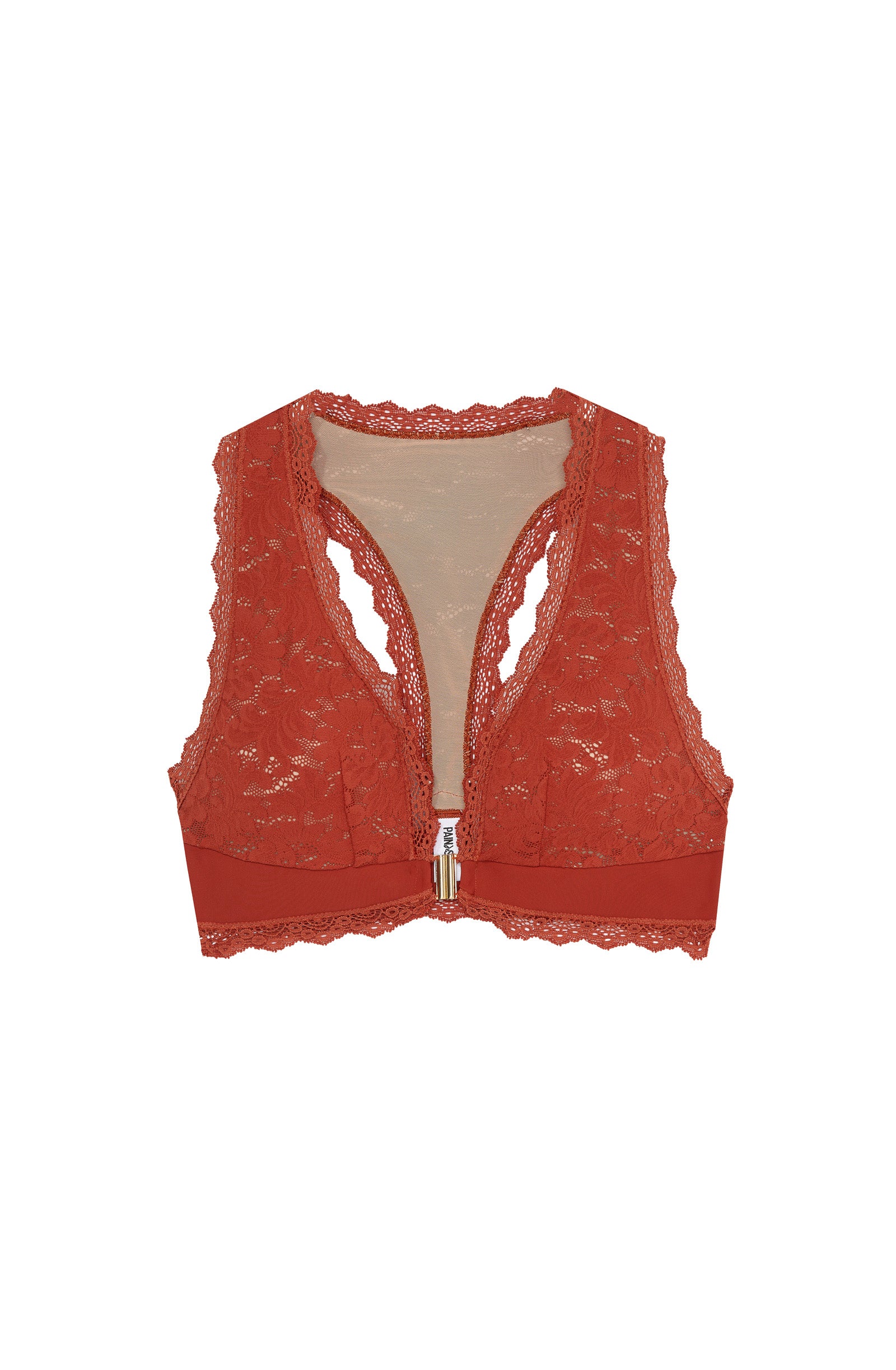 stely Soutien-gorge en dentelle brique à fermeture à l'entre-seins Brique