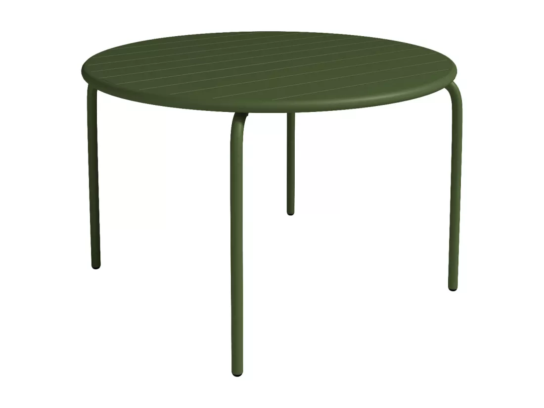 Table de jardin ronde D.110 cm en métal - Kaki - MIRMANDE de MYLIA